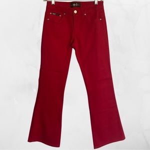 Y2K Lei Red Flare Bell Bottom Low Rise Pants - Size 1